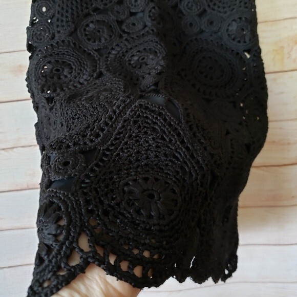 Rare! Orley 100% Silk Crochet Knit Lined A-Line Skirt - Picture 2 of 6